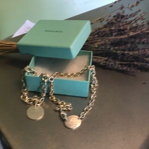 Tiffany round tag charm necklace in silver